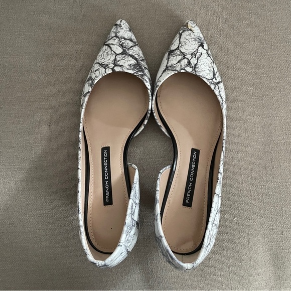 French Connection Kandy Heels Black White Marble D’Orsay Pumps Women’s Size 7.5 - Picture 4 of 9